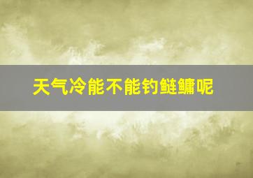 天气冷能不能钓鲢鳙呢