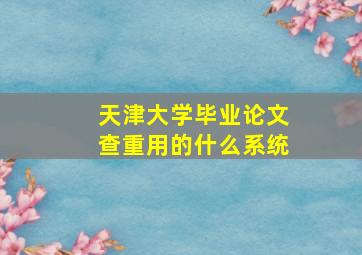 天津大学毕业论文查重用的什么系统