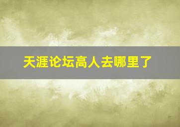 天涯论坛高人去哪里了