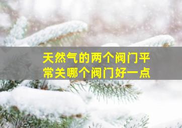 天然气的两个阀门平常关哪个阀门好一点