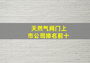 天然气阀门上市公司排名前十