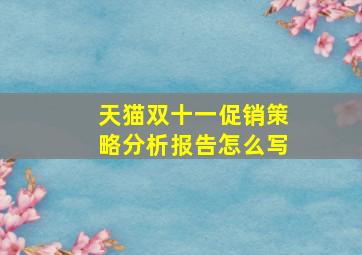 天猫双十一促销策略分析报告怎么写