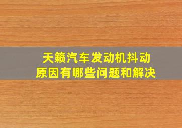 天籁汽车发动机抖动原因有哪些问题和解决