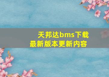 天邦达bms下载最新版本更新内容