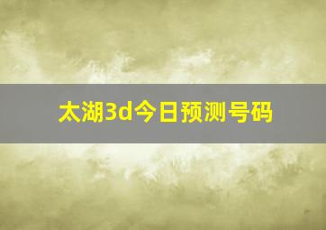 太湖3d今日预测号码