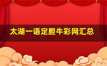 太湖一语定胆牛彩网汇总