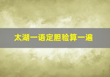 太湖一语定胆验算一遍