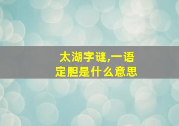 太湖字谜,一语定胆是什么意思