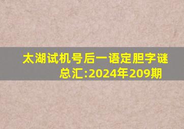 太湖试机号后一语定胆字谜总汇:2024年209期