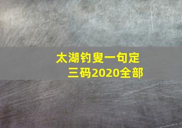 太湖钓叟一句定三码2020全部