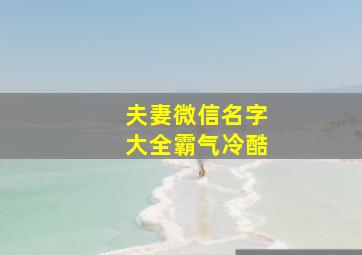 夫妻微信名字大全霸气冷酷