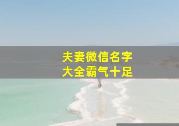 夫妻微信名字大全霸气十足