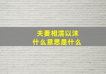 夫妻相濡以沫什么意思是什么