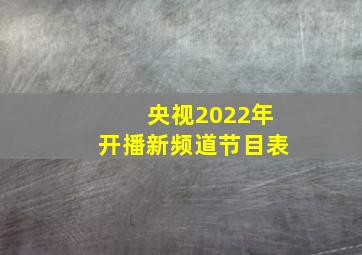 央视2022年开播新频道节目表