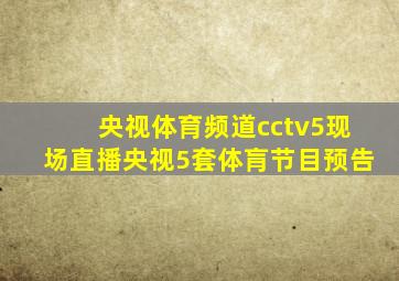 央视体育频道cctv5现场直播央视5套体肓节目预告