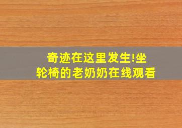 奇迹在这里发生!坐轮椅的老奶奶在线观看