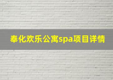 奉化欢乐公寓spa项目详情