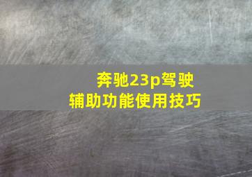 奔驰23p驾驶辅助功能使用技巧