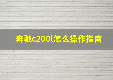 奔驰c200l怎么操作指南