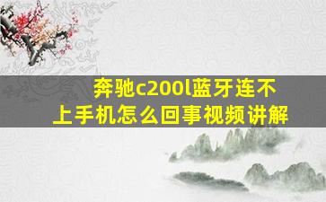 奔驰c200l蓝牙连不上手机怎么回事视频讲解