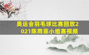 奥运会羽毛球比赛回放2021陈雨菲小组赛视频