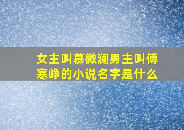 女主叫慕微澜男主叫傅寒峥的小说名字是什么