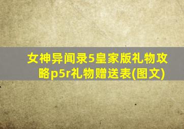 女神异闻录5皇家版礼物攻略p5r礼物赠送表(图文)