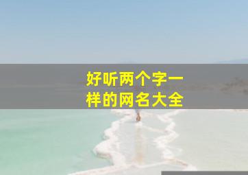 好听两个字一样的网名大全