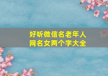 好听微信名老年人网名女两个字大全