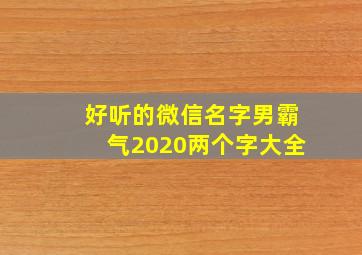 好听的微信名字男霸气2020两个字大全