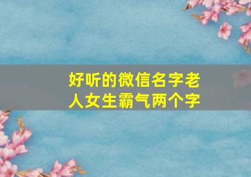 好听的微信名字老人女生霸气两个字