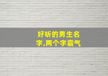 好听的男生名字,两个字霸气