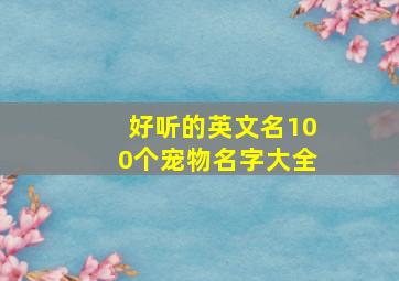 好听的英文名100个宠物名字大全