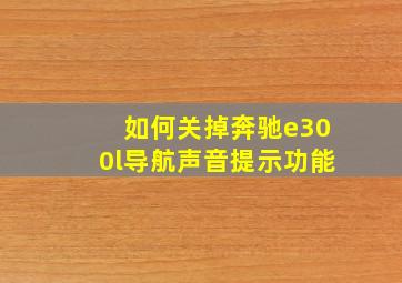 如何关掉奔驰e300l导航声音提示功能