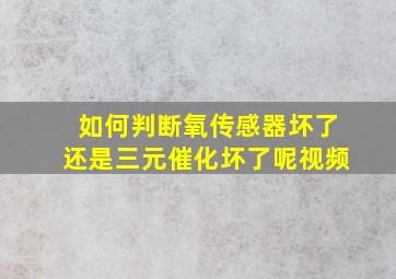 如何判断氧传感器坏了还是三元催化坏了呢视频