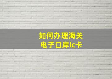 如何办理海关电子口岸ic卡