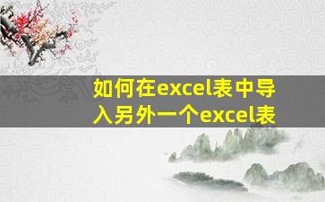 如何在excel表中导入另外一个excel表