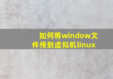 如何将window文件传到虚拟机linux