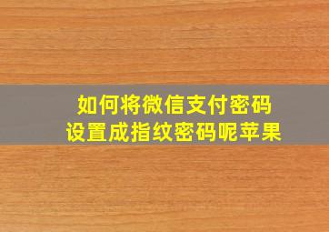 如何将微信支付密码设置成指纹密码呢苹果