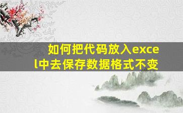 如何把代码放入excel中去保存数据格式不变