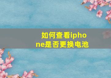 如何查看iphone是否更换电池