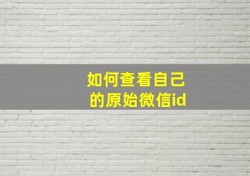 如何查看自己的原始微信id