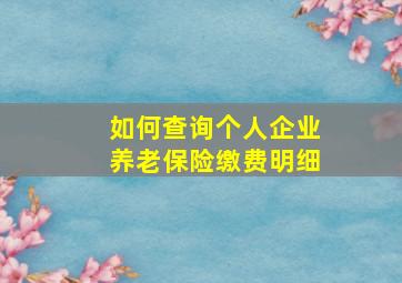 如何查询个人企业养老保险缴费明细