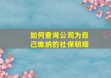 如何查询公司为自己缴纳的社保明细