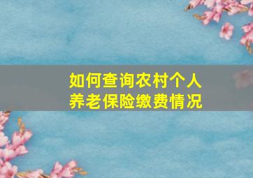 如何查询农村个人养老保险缴费情况