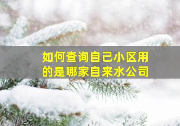 如何查询自己小区用的是哪家自来水公司