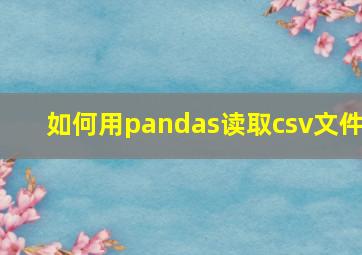 如何用pandas读取csv文件