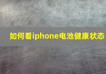 如何看iphone电池健康状态