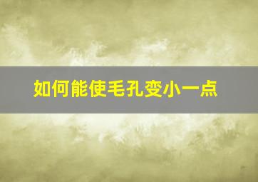 如何能使毛孔变小一点