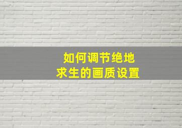 如何调节绝地求生的画质设置